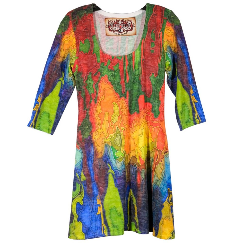Amma - Made in LA - Rainbow Print Knit Dress - Size XS - Picture 5 of 9